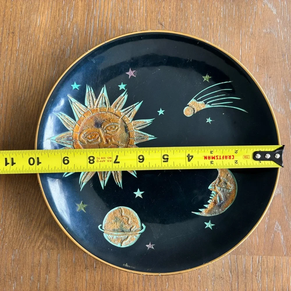 Vintage Brass Enamel Sun Moon & Stars Trinket Dish Celestial Whimsical Artsy - Picture 6 of 7